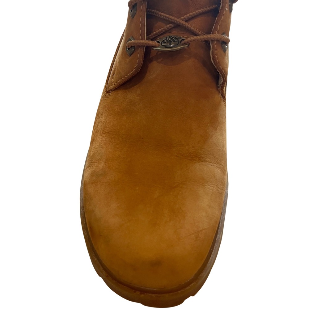 Timberland Wheat Nubuck Leather Faux Fur Trim Lace Up Boots Brown 6 Inch Style - Picture 6 of 12